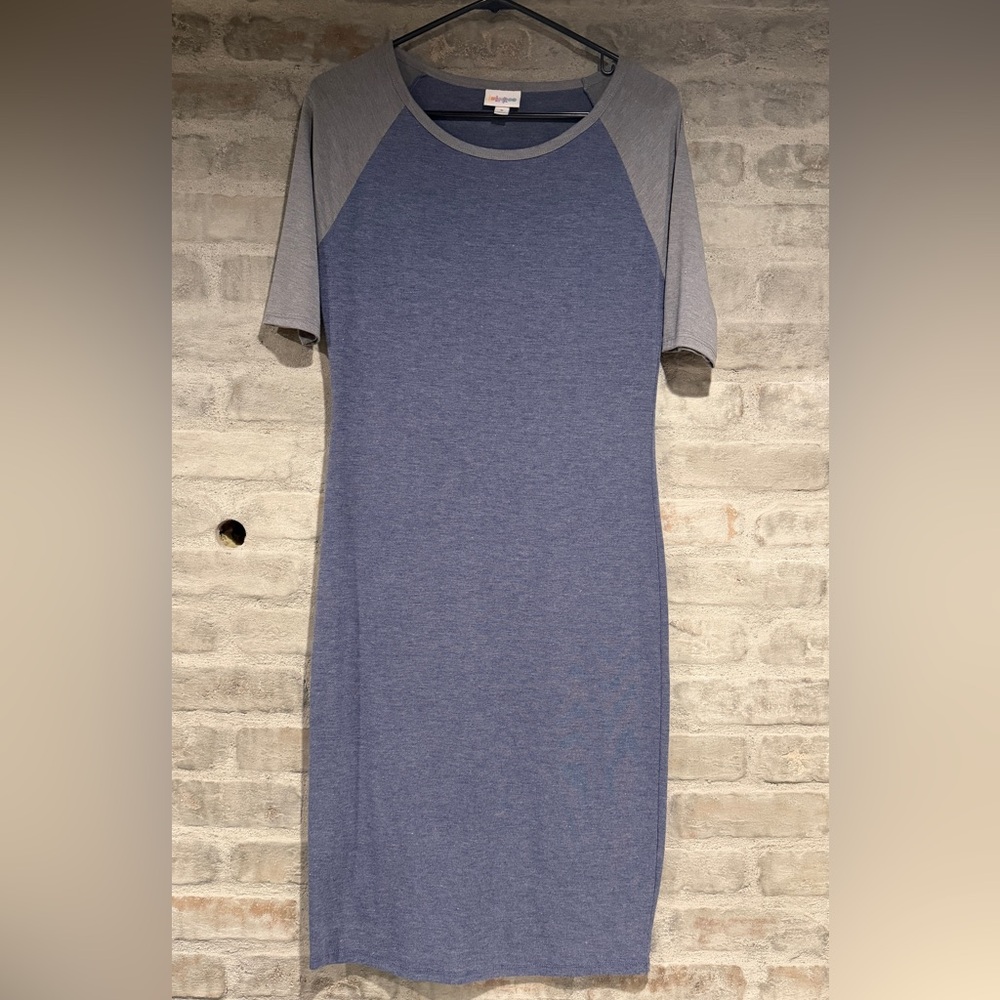 LuLaRoe Blue and Gray Midi Dress